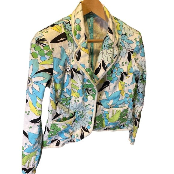 Colorful Patterned Fitted Buttoned Blazer Sz S - Picture 3 of 8